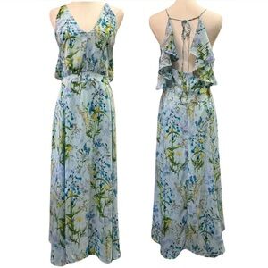 Fairycore Maxi Dress M Open Back Ruffle Tie Whimsical Garden  Romantic Coquette